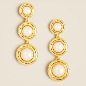 J Crew Inset Pearl Tiered Earrings NWT